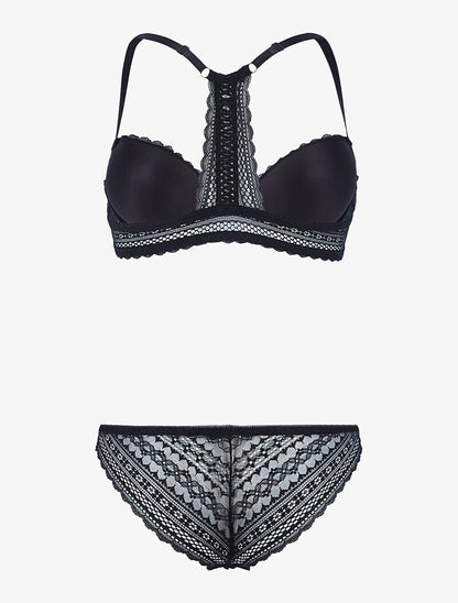 Ensemble en dentelle et dos nageur - noir - 2