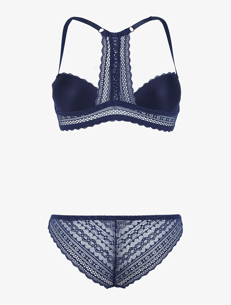 Ensemble en dentelle et dos nageur - marine - 2