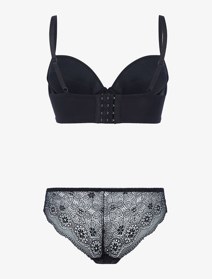 Ensemble bustier à empiècements dentelle - noir - 2