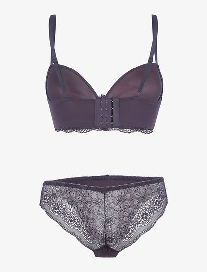 Ensemble bustier à empiècements dentelle - gris foncé - 2