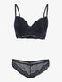 Ensemble bustier à empiècements dentelle ajourés - noir - 1