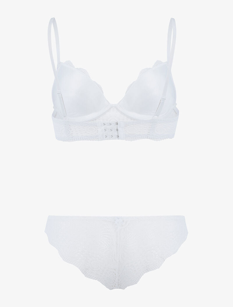 Ensemble bustier à empiècements dentelle ajourés - ecru - 2