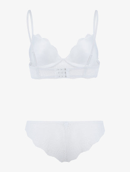 Ensemble bustier à empiècements dentelle ajourés - ecru - 2