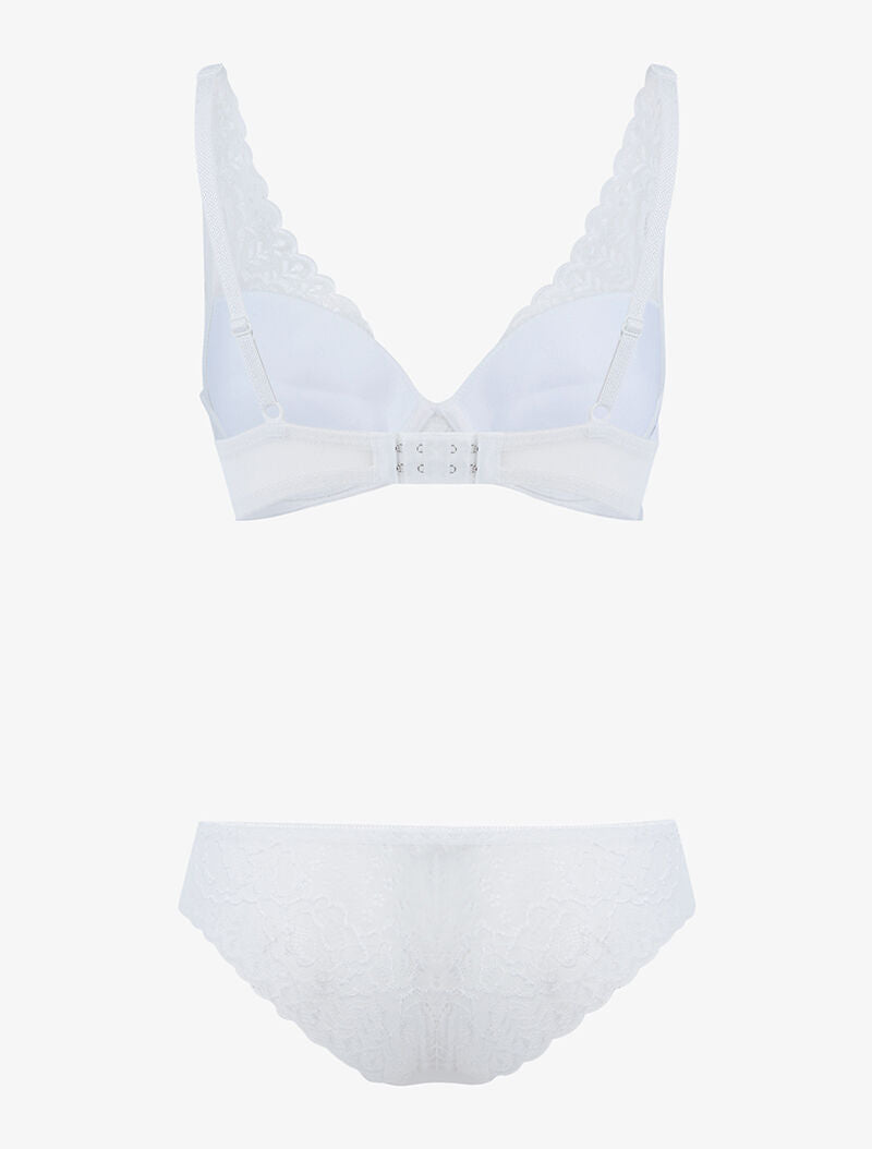Ensemble en dentelle et décolleté en V - ecru - 2