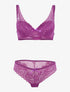 Ensemble en dentelle et décolleté en V - violet - 1