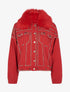 Veste en jean cloutée doublure amovible - rouge - 1