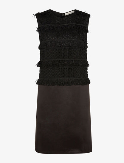 Robe satinée buste empiécé - noir - 1