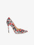 Escarpins tissu fleuri - noir - 1