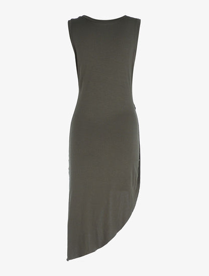 Robe coupe asymétrique - kaki - 2