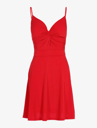 Robe à décolleté coeur torsadée - rouge - 1