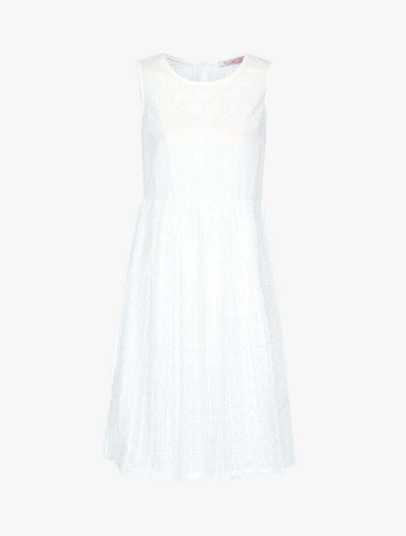 Robe ajourée en dentelle graphique - blanc - 3