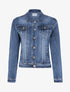 Veste en jean délavée à coutures contrastantes - bleu denim - 1