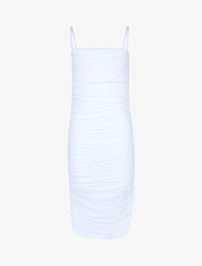 Robe fourreau en tulle plissée - blanc - 1