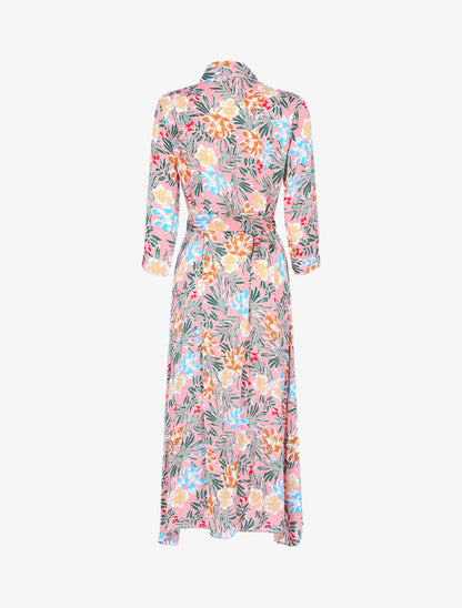 Robe à imprimé feuillages et fleurs - rose - 2