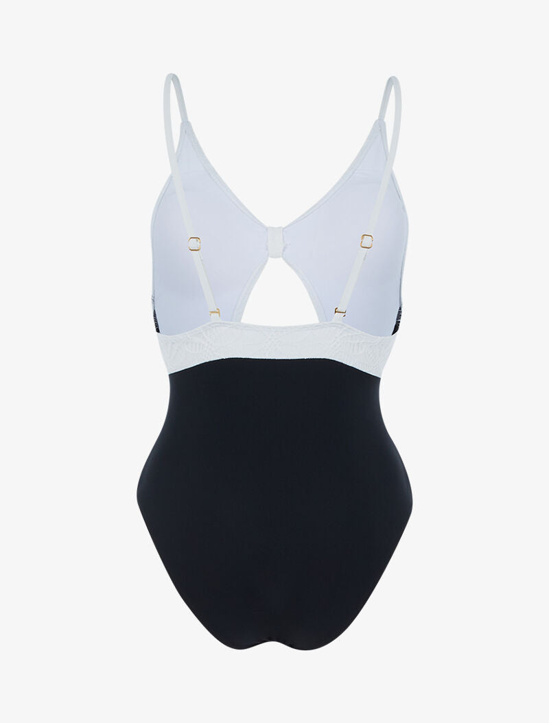 Monokini à buste crochet - blanc et noir - 2