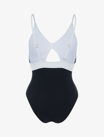 Monokini à buste crochet - blanc et noir - 2