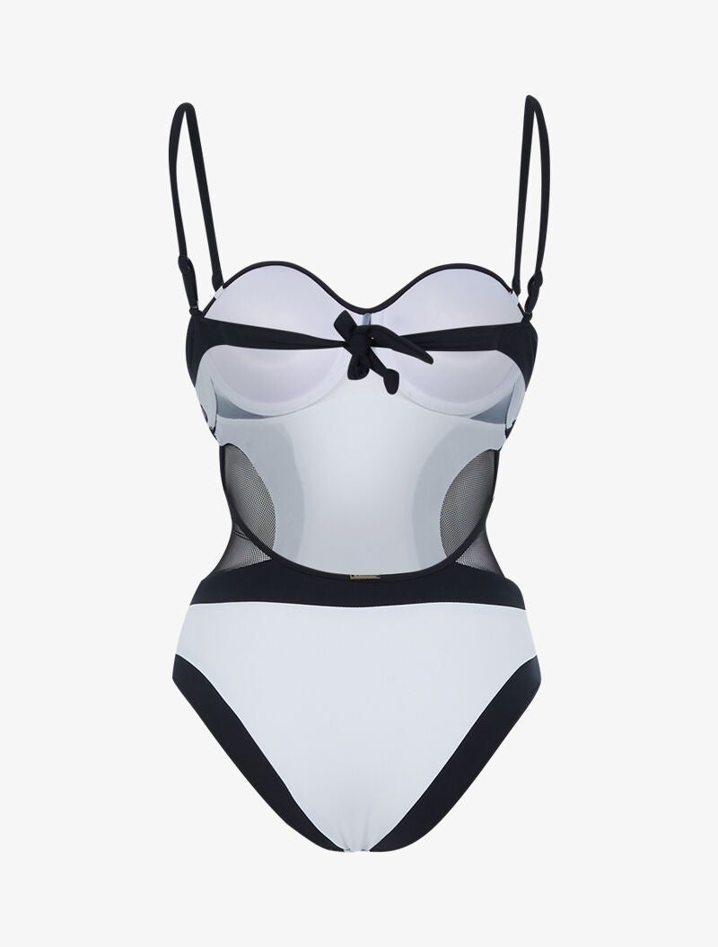 Trikini color block - blanc et noir - 2