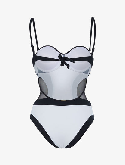 Trikini color block - blanc et noir - 2