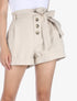 Short taille haute à ourlets - beige - 1