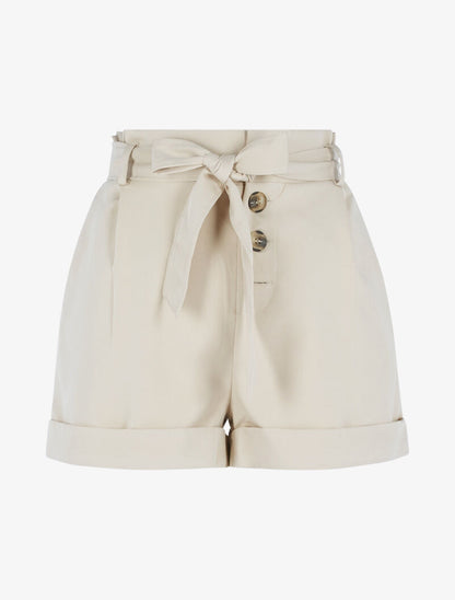 Short taille haute à ourlets - beige - 3