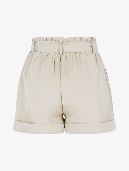 Short taille haute à ourlets - beige - 4
