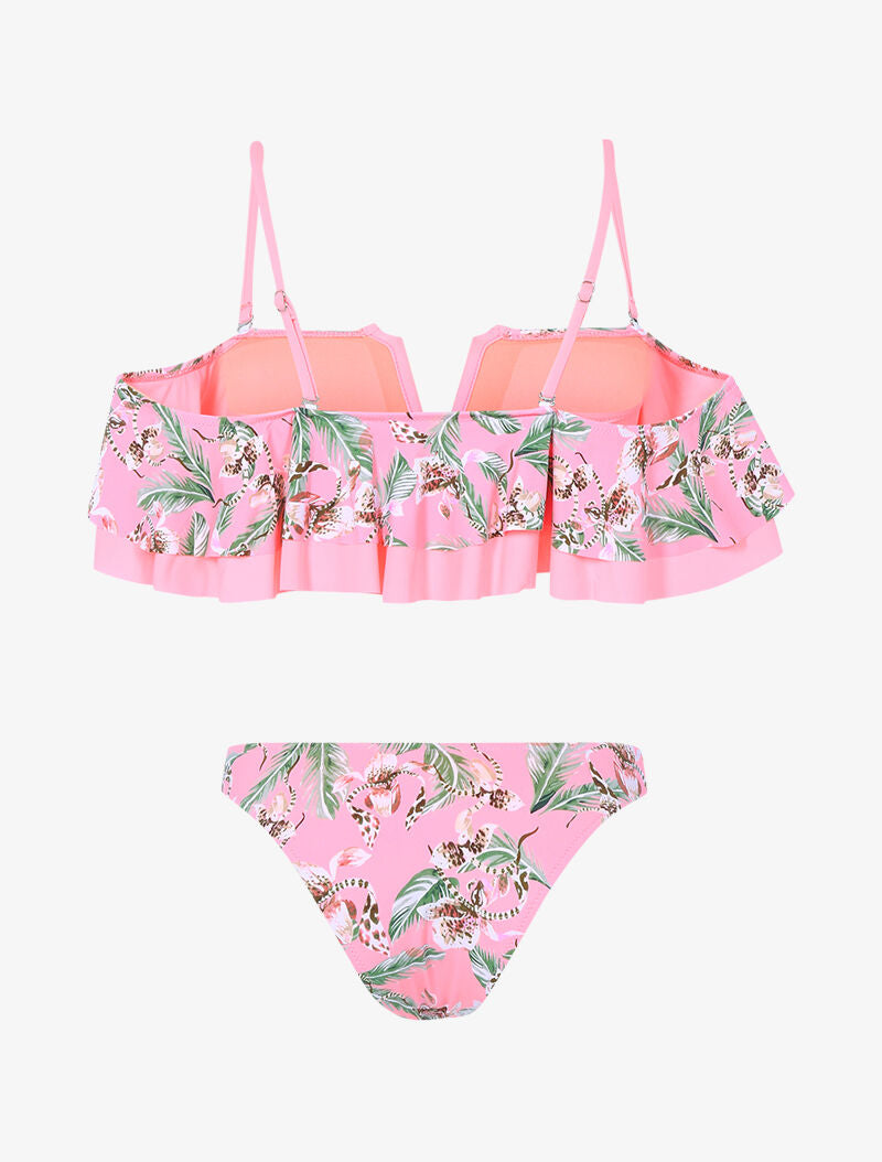 Bikini volanté imprimé jungle - rose - 2