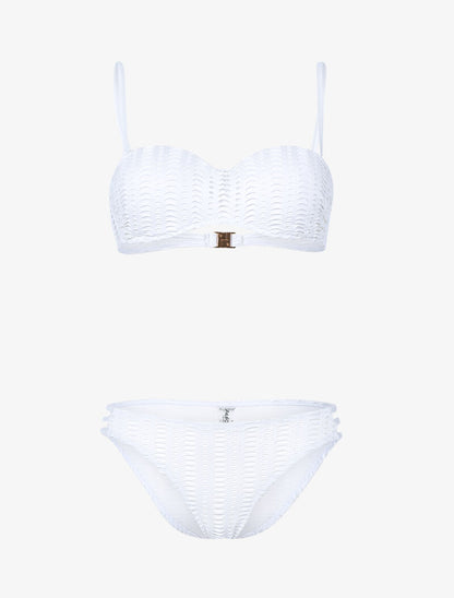 Bikini à balconnet à doublure ajourée graphique - blanc - 1