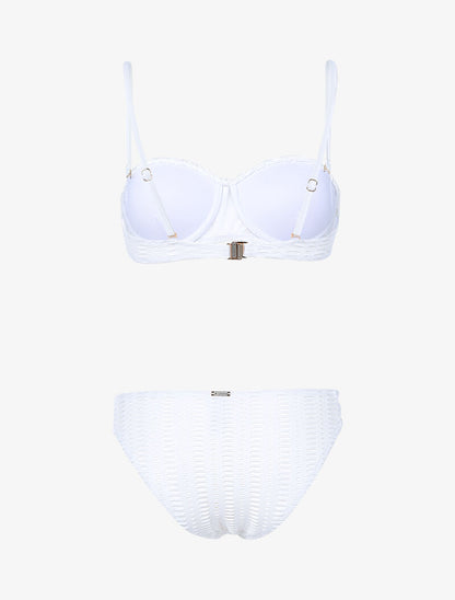 Bikini à balconnet à doublure ajourée graphique - blanc - 2