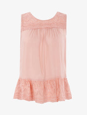 Top à détails style crochet - rose - 3