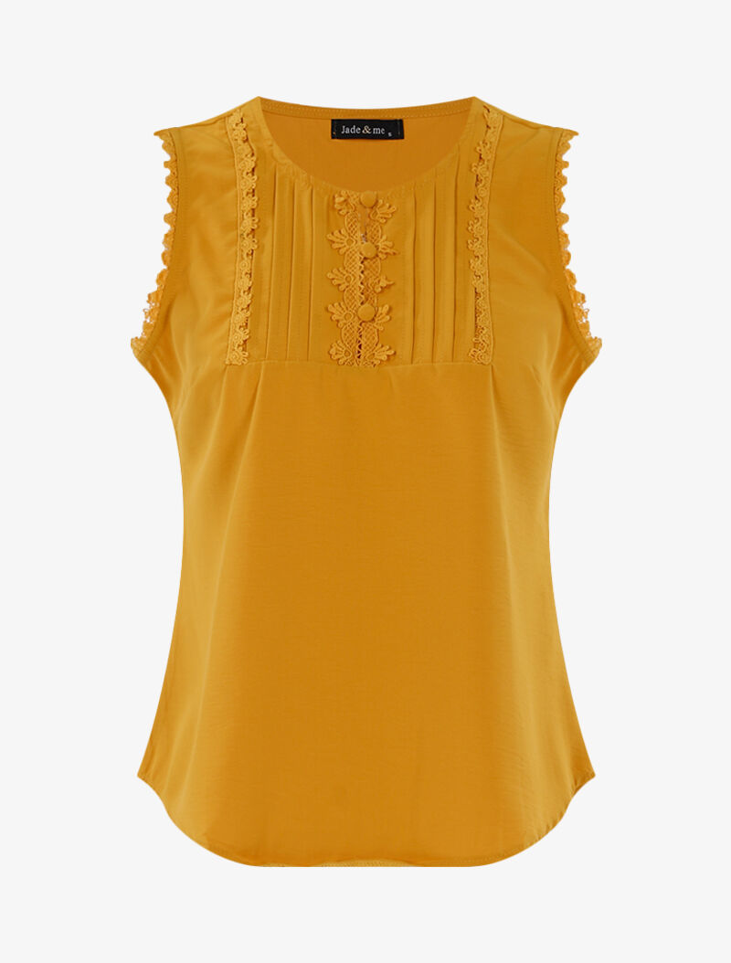 Top à détails plissés et crochet - jaune - 1