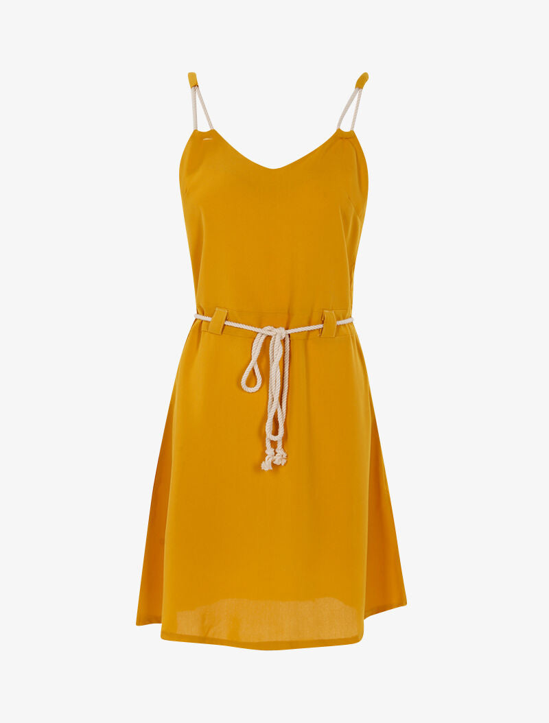 Robe à bretelles style cordes - jaune - 1