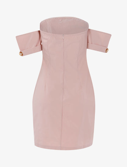 Robe moulante à encolure bardot - rose - 3