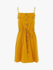Robe à poitrine ornée de poches - jaune - 1