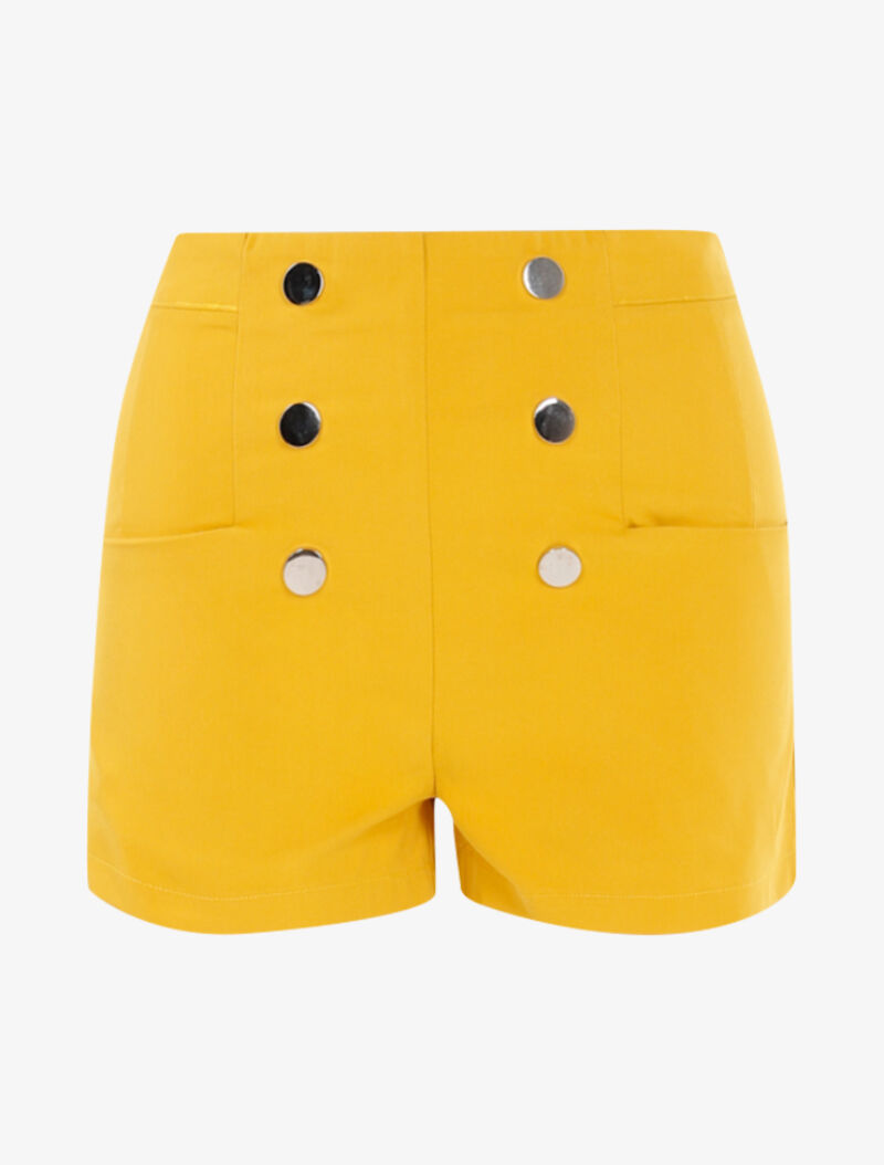 Mini short à boutons décoratifs - jaune - 1