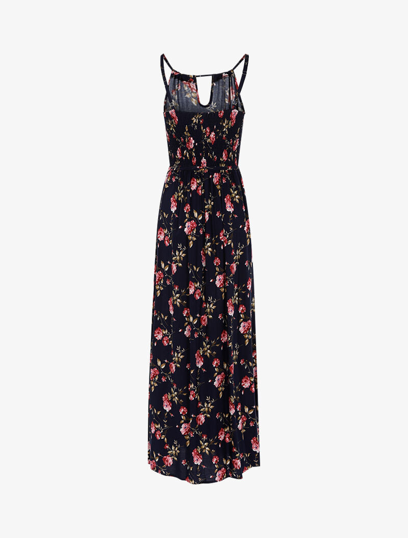 Robe longue à imprimé pivoines - marine - 2