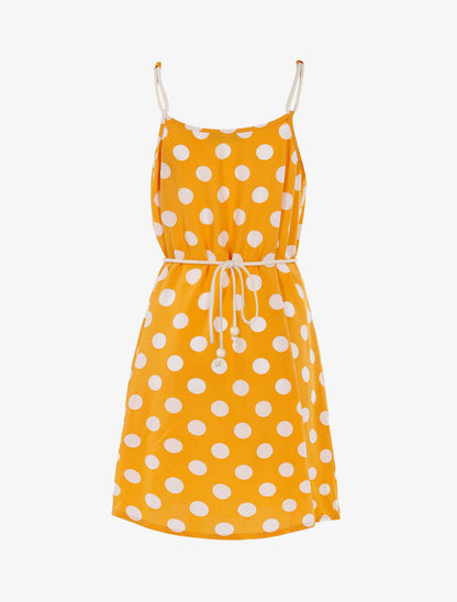 Robe trapèze à pois - jaune - 3