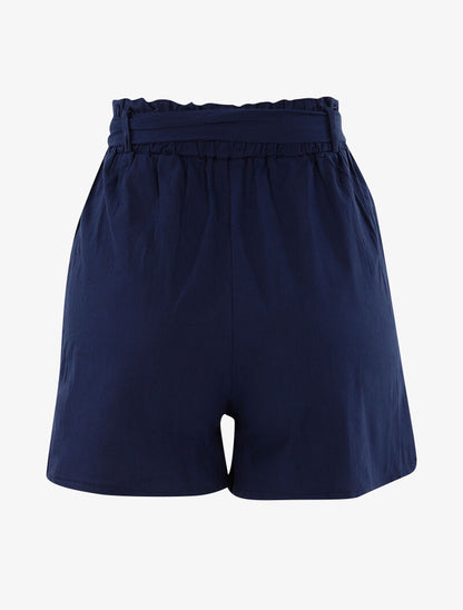 Short uni effet toile - bleu indigo - 2