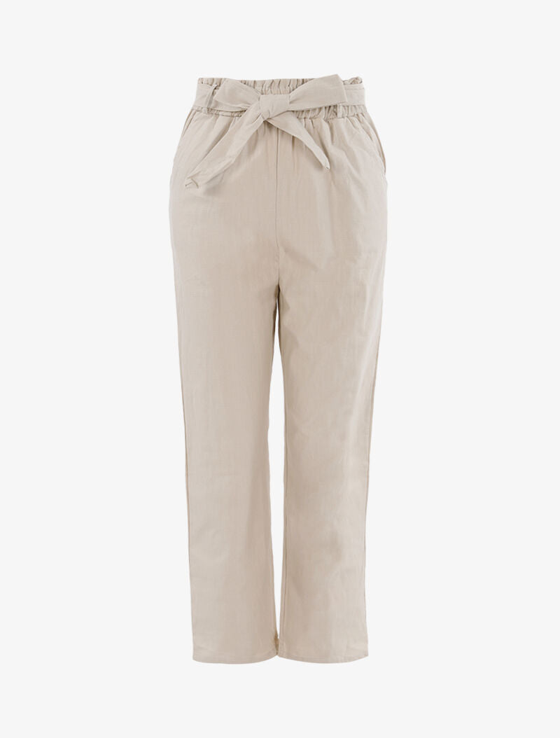 Pantalon ample effet toile - beige - 1