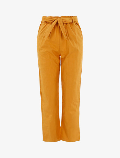 Pantalon ample effet toile - jaune - 1