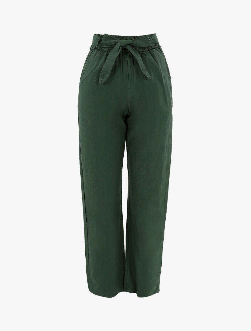 Pantalon ample effet toile - vert olive - 1