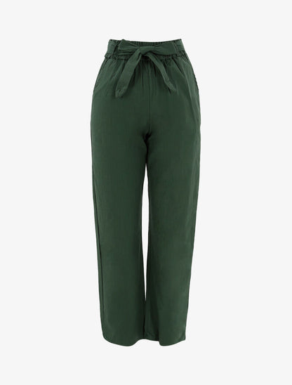 Pantalon ample effet toile - vert olive - 1