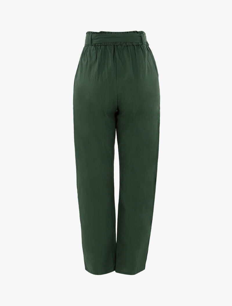 Pantalon ample effet toile - vert olive - 2