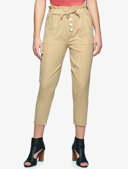 Pantacourt à taille empire - beige - 1