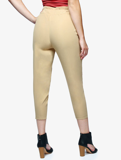Pantacourt à taille empire - beige - 2