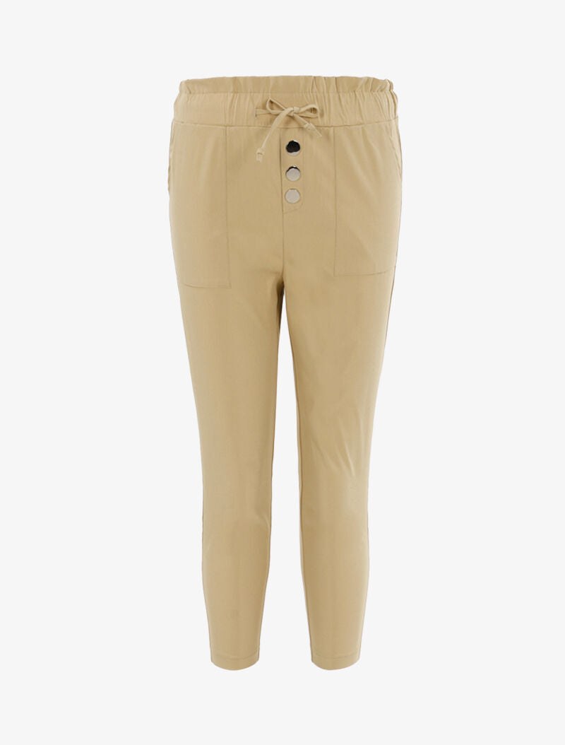 Pantacourt à taille empire - beige - 4