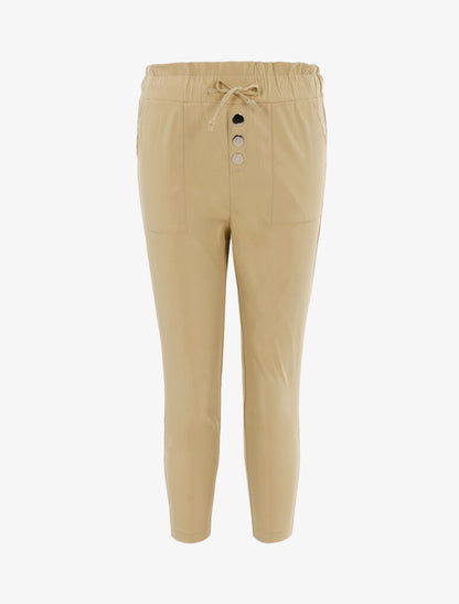 Pantacourt à taille empire - beige - 4