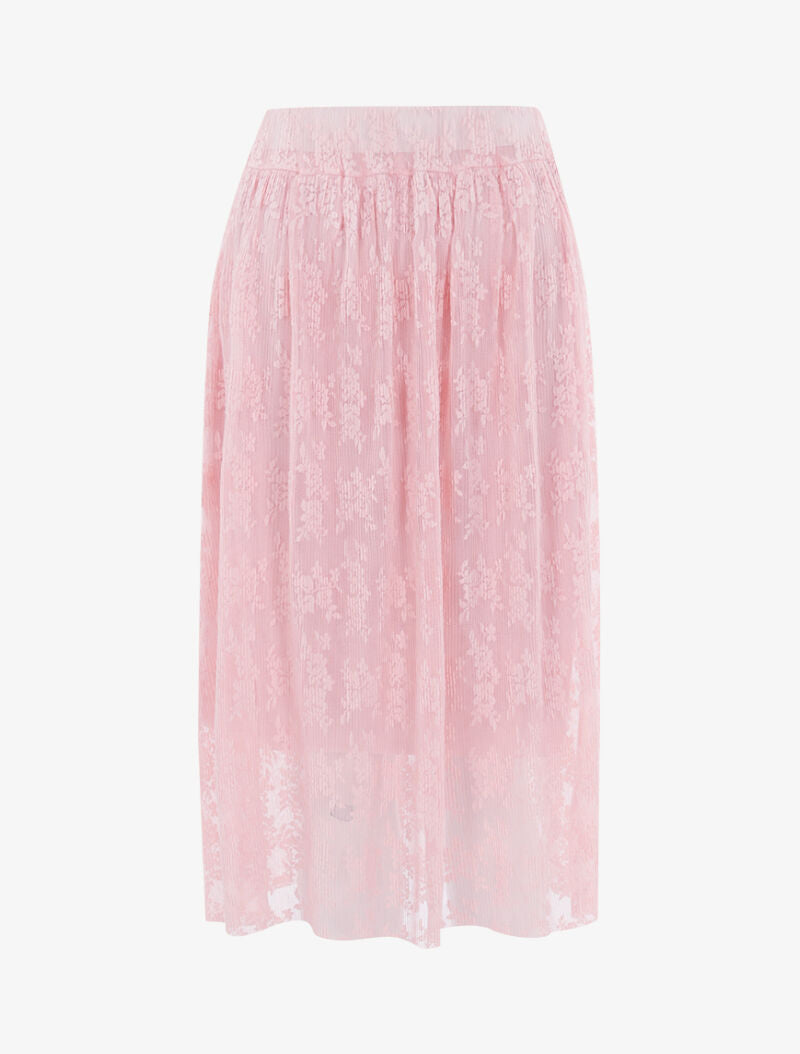 Jupe midi doublé en dentelle - rose - 1