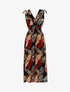 Robe à buste cache-coeur et imprimé tropical - noir - 1