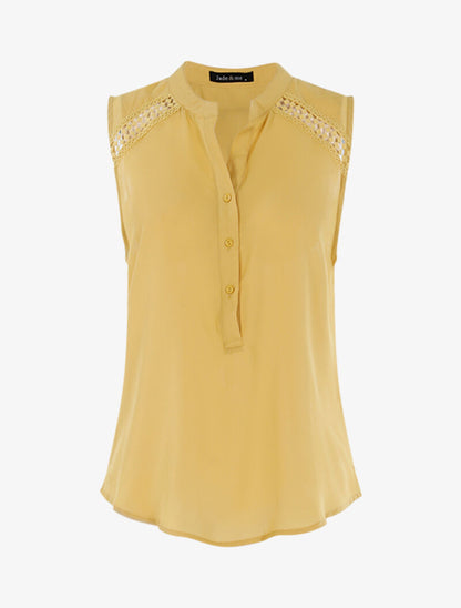 Top style chemise sans manches - jaune - 1