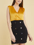 Robe bi matière à boutons décoratifs - noir/jaune - 1
